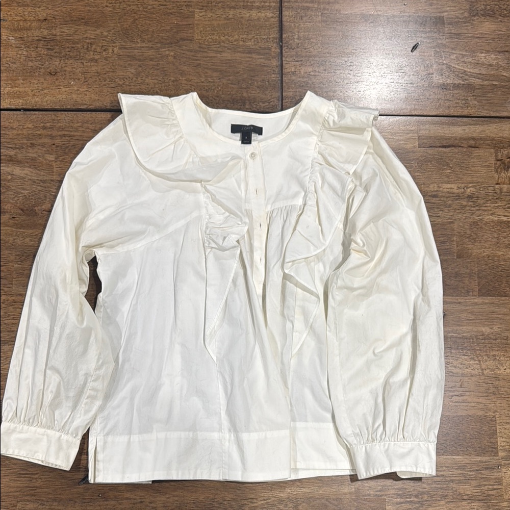 Elegant White Ruffled Women's Top